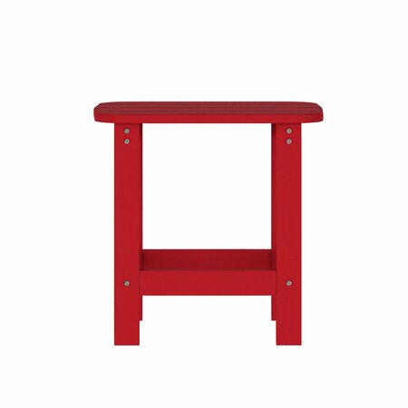 Flash Furniture Sonora 3 Piece Adirondack Set w/2 Adjustable HDPE Loungers w/Cup Holders and 2-Tier Side Table, Red LE-HMP-070-1035-RD-GG